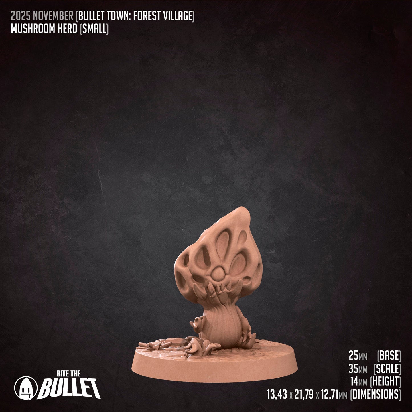Bullet Town Forest Village, Mushroom Herd Set | D&D Pathfinder TTRPG Miniature | Bite the Bullet