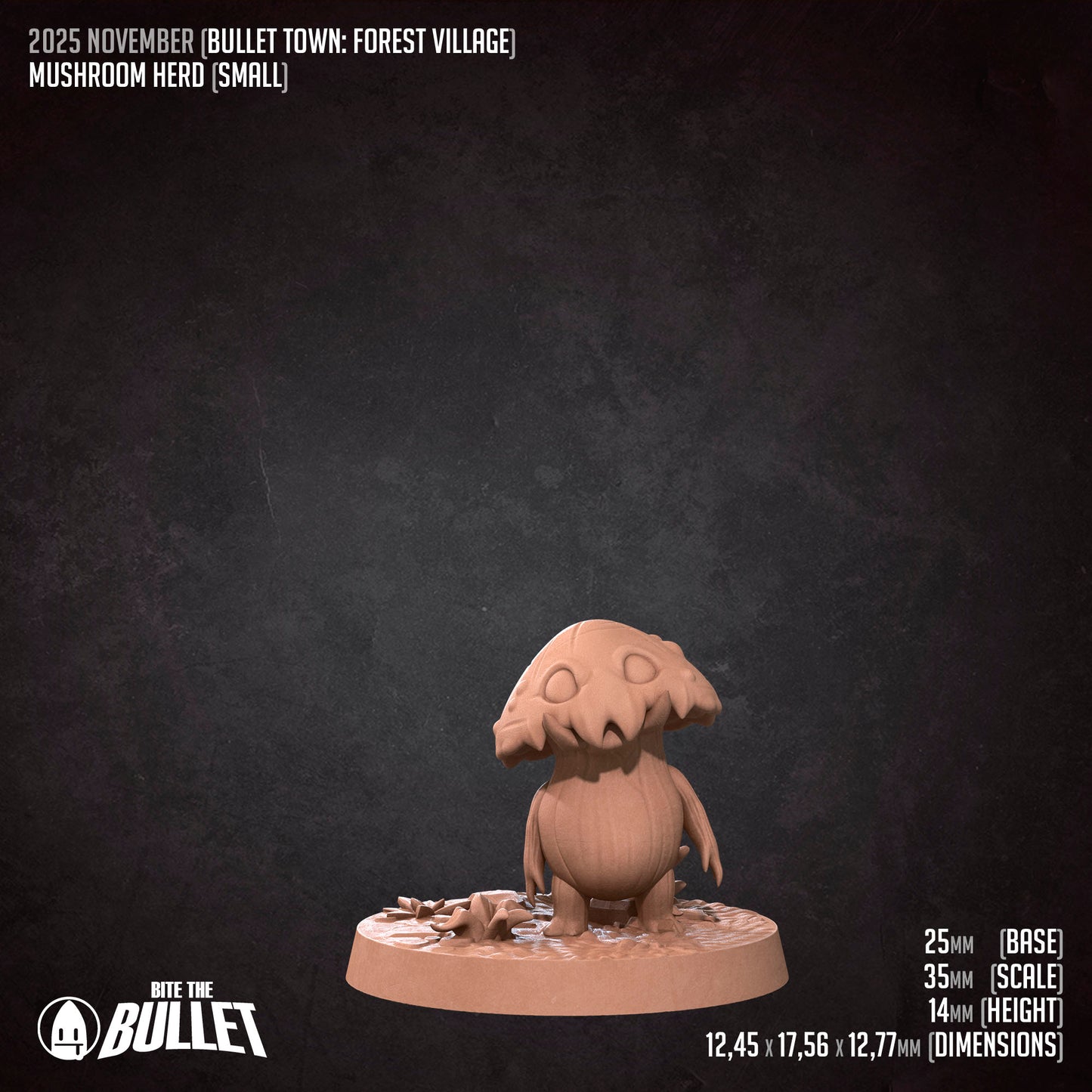 Bullet Town Forest Village, Mushroom Herd Set | D&D Pathfinder TTRPG Miniature | Bite the Bullet