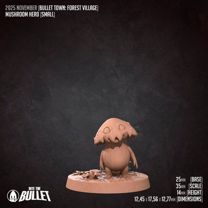 Bullet Town Forest Village, Mushroom Herd Set | D&D Pathfinder TTRPG Miniature | Bite the Bullet