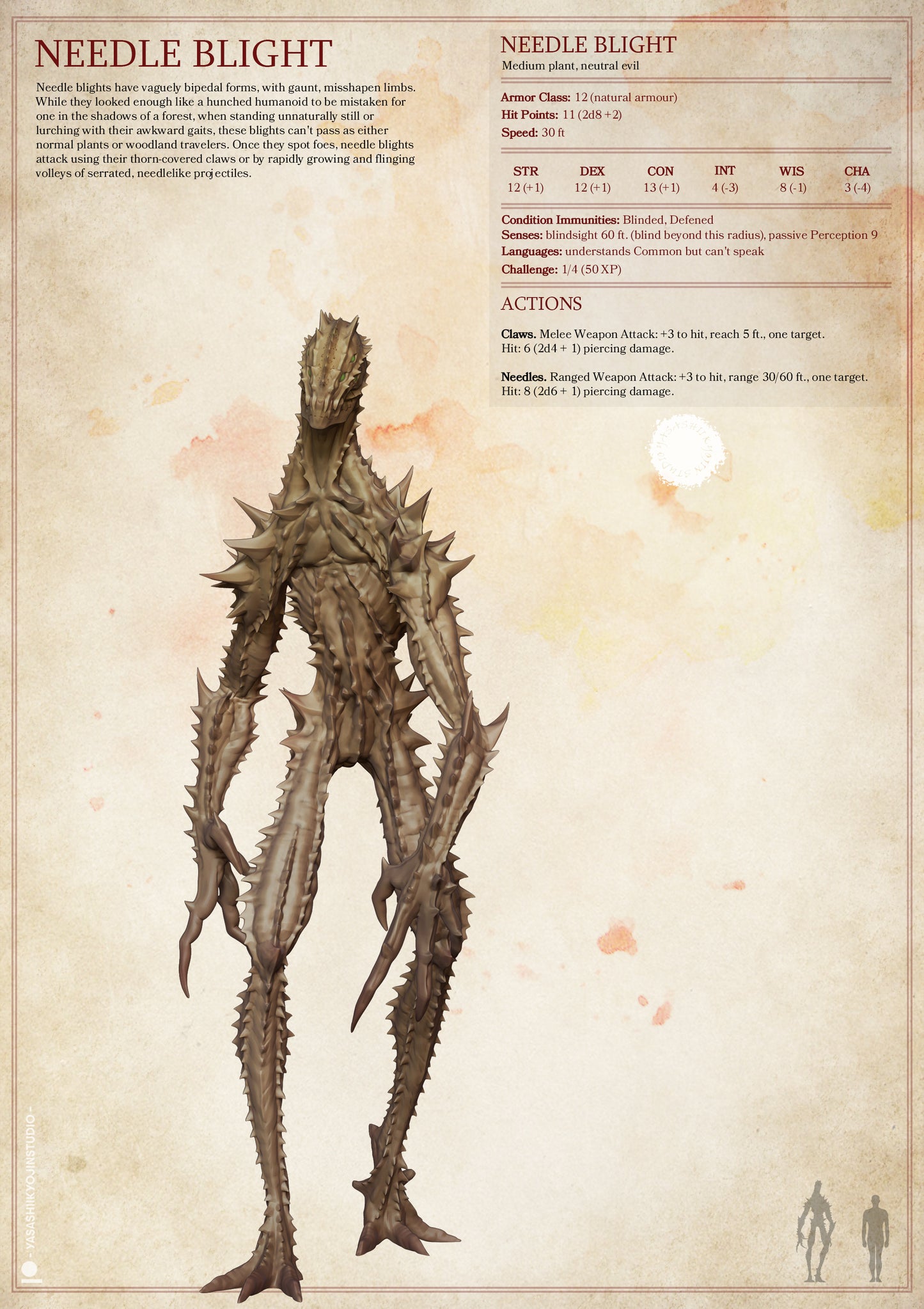 Needle Blight | D&D TTRPG Monster Miniature | Yasashii Kyojin Studio