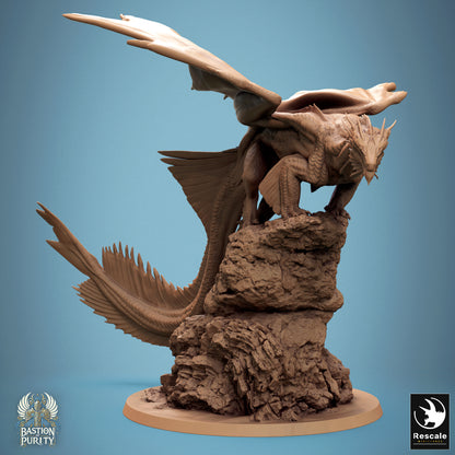 Bronze Dragon Stance, 2024 Redesign, Metallic Monster | D&D TTRPG Dragon Miniature | Rescale Miniatures