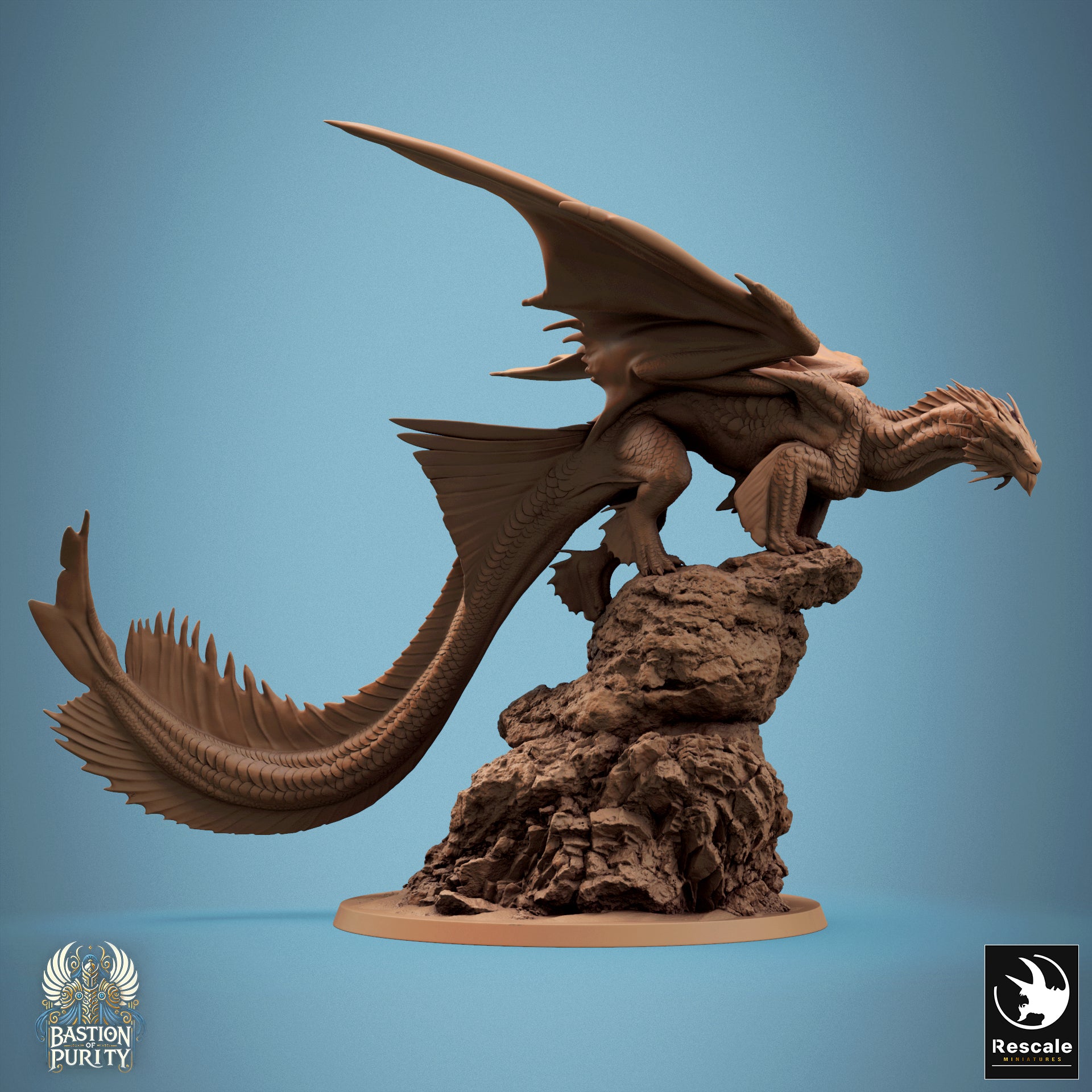 Bronze Dragon Stance, 2024 Redesign, Metallic Monster | D&D TTRPG Dragon Miniature | Rescale Miniatures