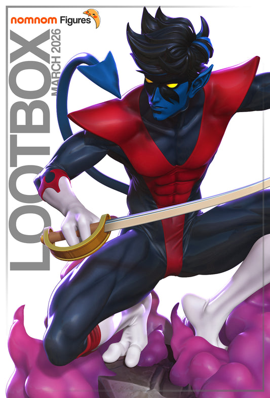 Resin garage kit figure of Nightcrawler, the teleporting mutant hero from Tattles Told 3D's Nomnom Figures anime fan art collection.
