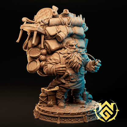 Miniature of Nuri on Holiday from The Witchguild for TTRPG D&D, detailed 3D rendering by Tattles Told 3D.