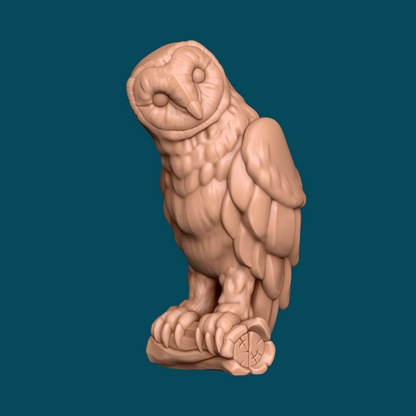 D&D miniature featuring a fox, wolf, and owl familiars by Tattles Told 3D, depicted as detailed animal figures for tabletop gaming.