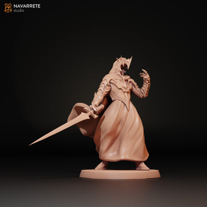 Detailed image of The Dark Lieutenant tabletop gaming miniature by Tattles Told 3D, shown standing on a gaming table.