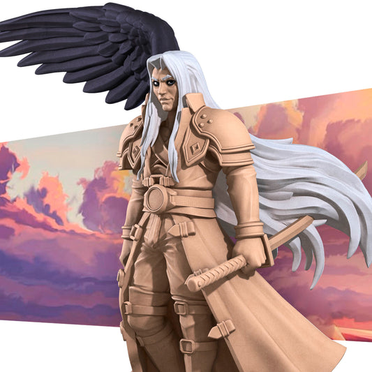 Detailed D&D TTRPG miniature of One Winged Angel from Bite the Bullet by Tattles Told 3D, featuring angelic figure with wings.
