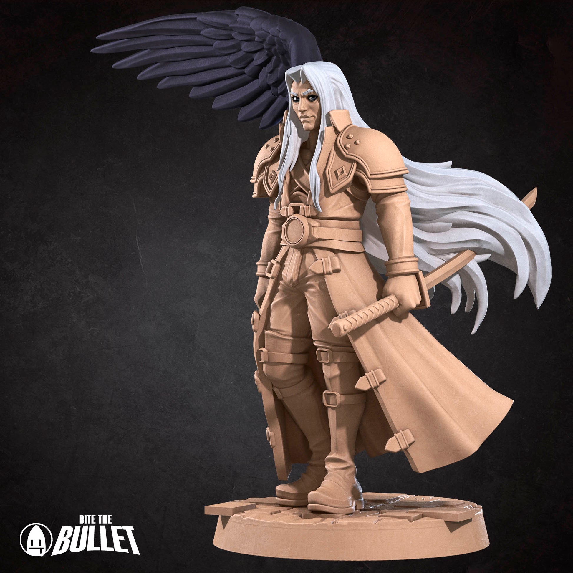 Detailed image of a Tattles Told 3D One Winged Angel D&D TTRPG miniature with intricate wing and armor details.