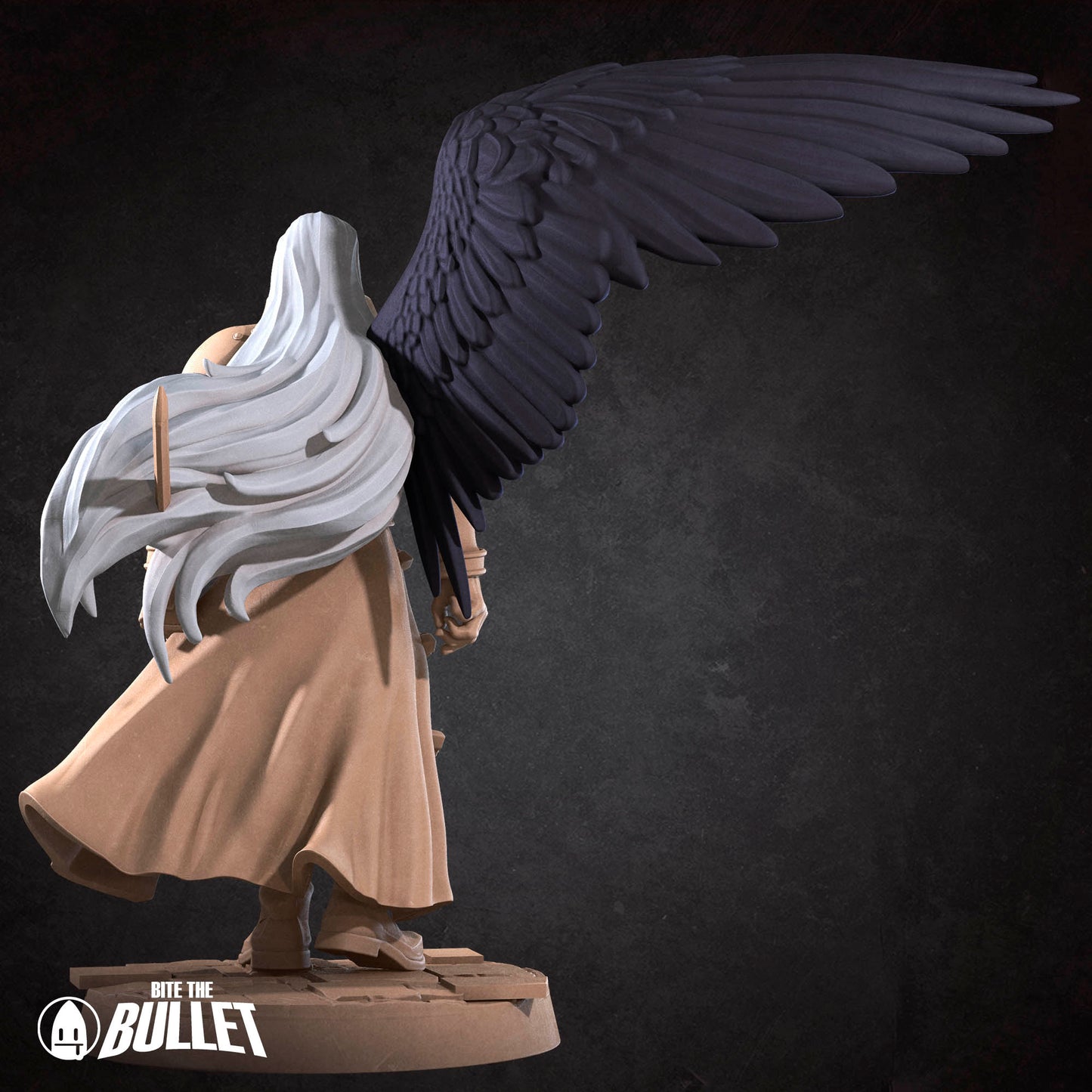 Detailed D&D miniature of One Winged Angel from Bite the Bullet by Tattles Told 3D, featuring a winged angel figure with intricate details.