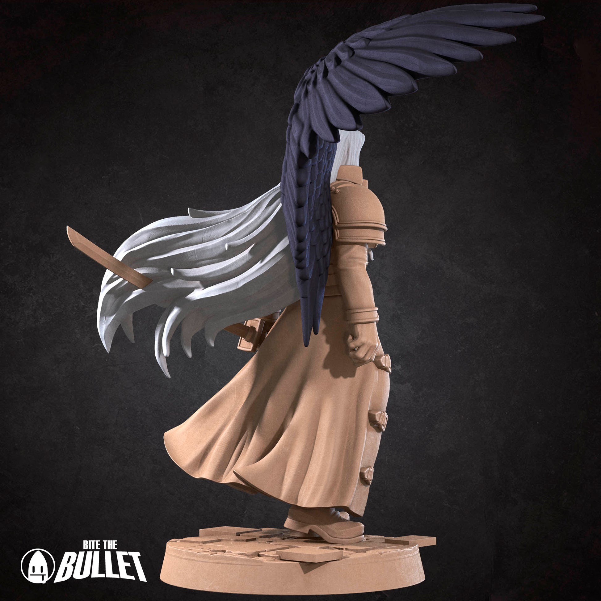Detailed image of the One Winged Angel D&D TTRPG miniature by Tattles Told 3D, featuring a winged character with intricate details.