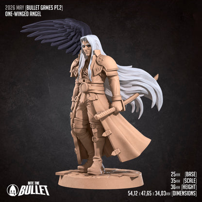 Detailed image of the One Winged Angel D&D TTRPG miniature by Tattles Told 3D, featuring a winged figure with intricate details.