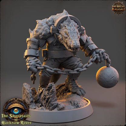 Crocodile Folk - The Sharptails of Hacksaw River | Tabletop or Display Scale | D&D Mini | Daybreak Miniatures