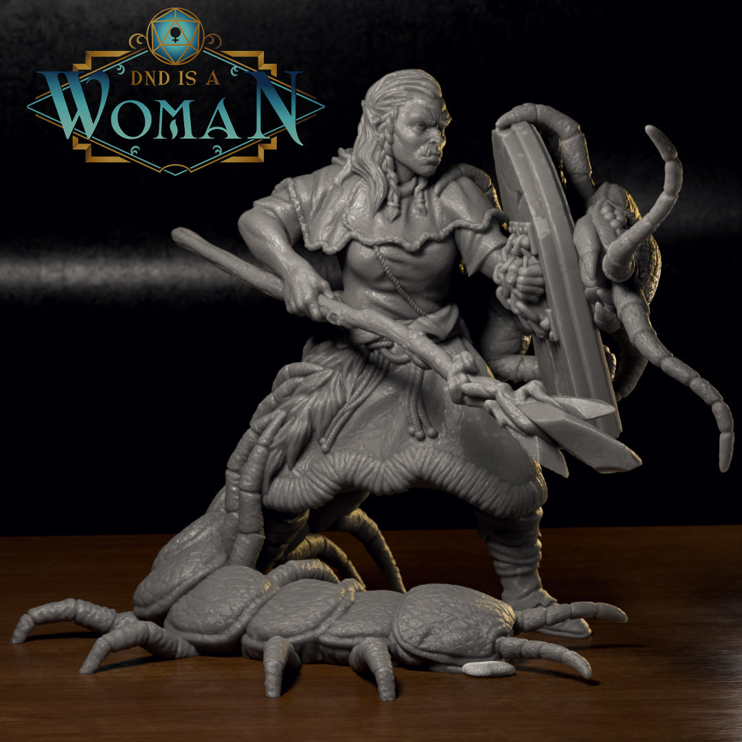 Orc Druid, Zura | D&D TTRPG Miniature | DnD Is A Woman | NO BASE