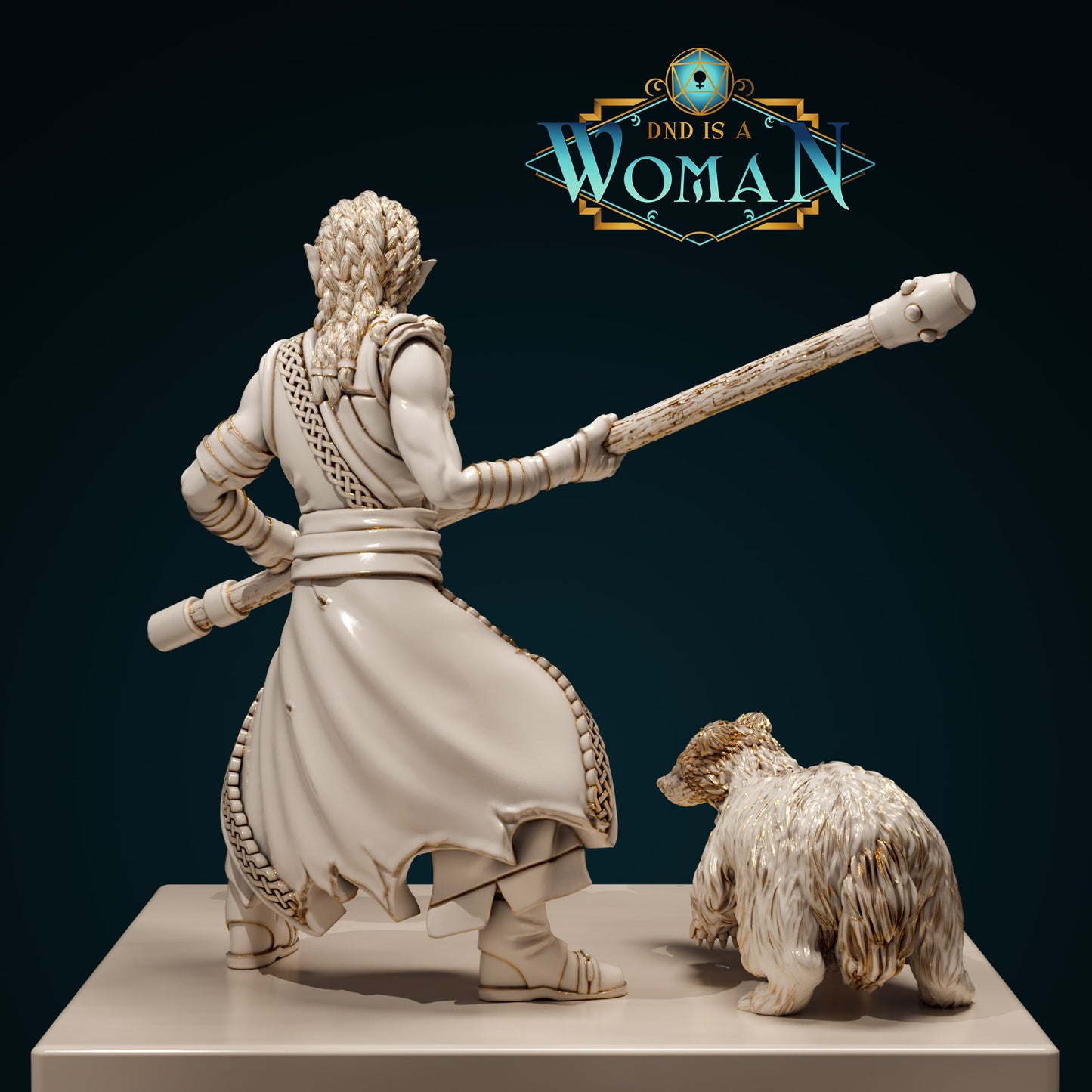 Orc Monk Xira and Badger Bo | D&D TTRPG Miniature | DnD Is A Woman | NO BASE