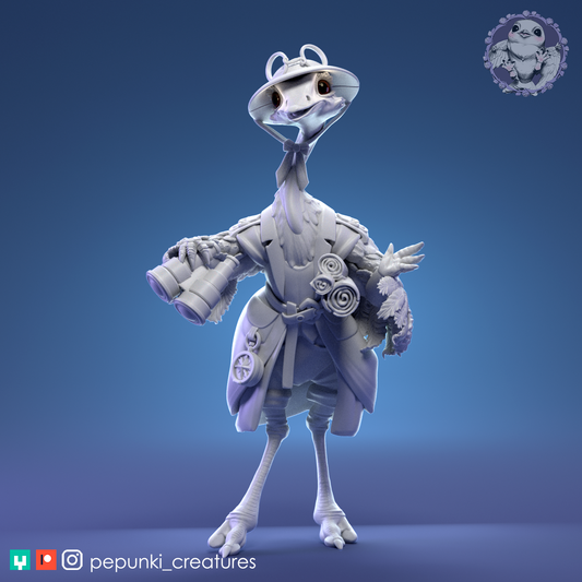Ostrich Scientist | Tabletop or Display Scale | D&D Humblewood TTRPG Miniature | Pepunki Creatures