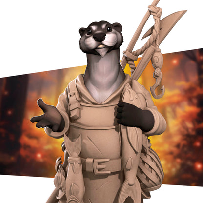 Bullet Town Forest Village, Otterfolk Fisherman | D&D Pathfinder TTRPG Miniature | Bite the Bullet