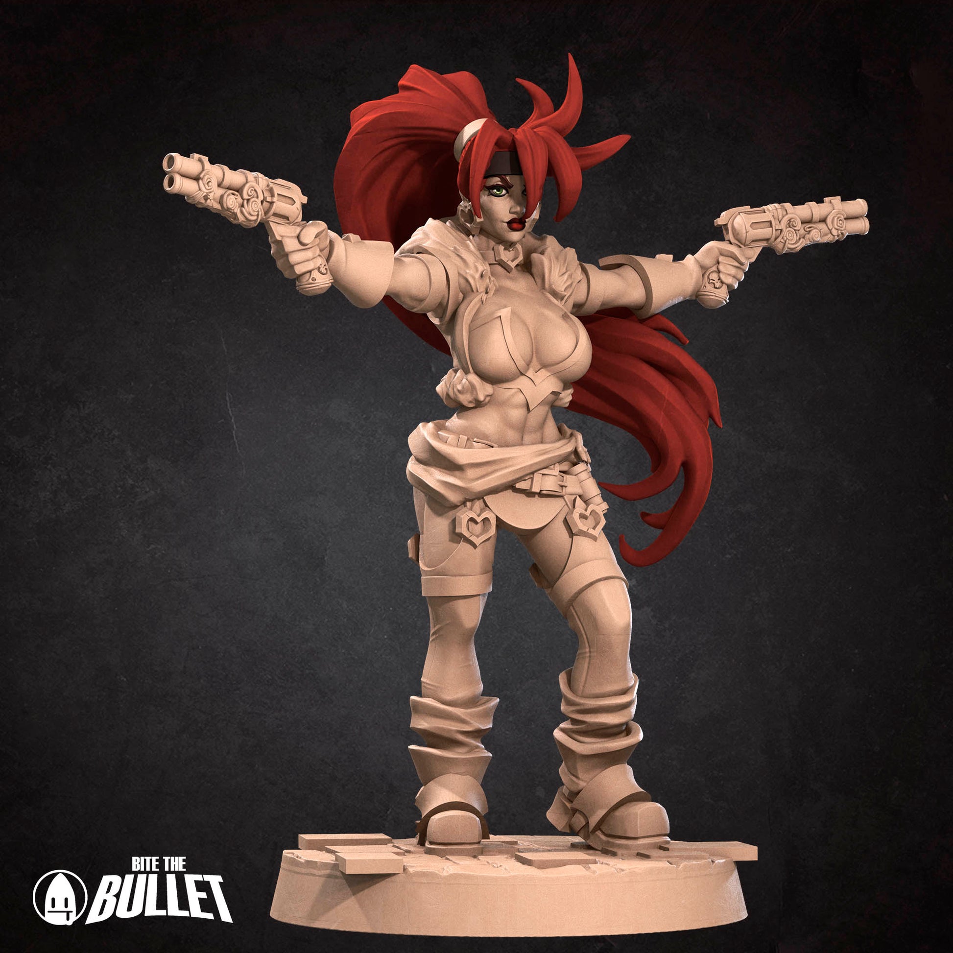 Resin miniature of the Exxotic Outlaw Mercenary from Tattles Told 3D, tabletop gaming scale, detailed character model.