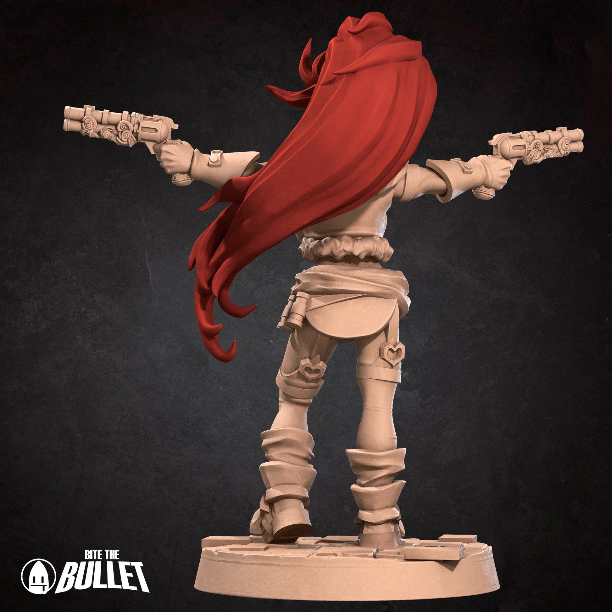 Resin miniature of the Exxotic Outlaw Mercenary from Tattles Told 3D, tabletop gaming figure, detailed character pose.