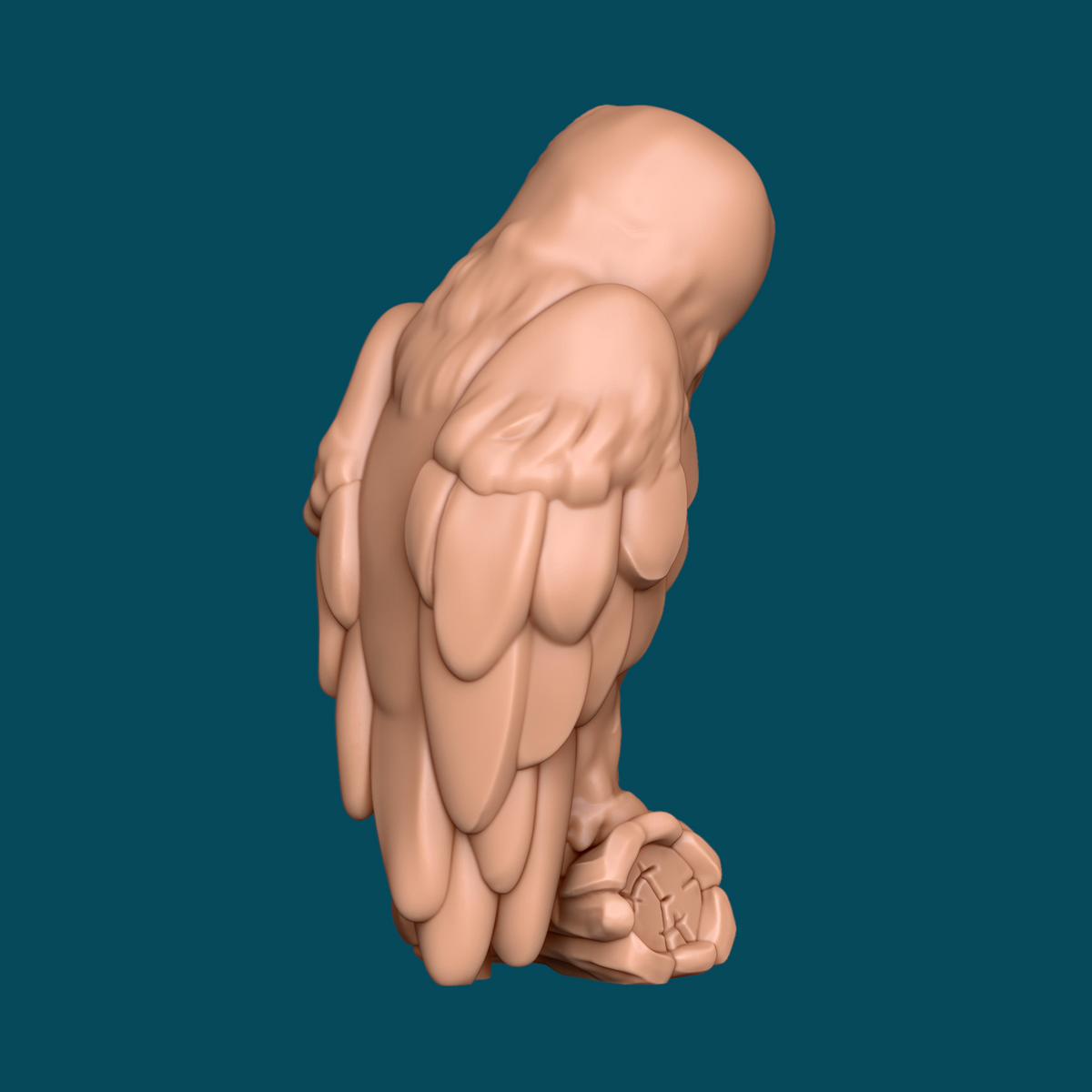 Detailed image of an owl miniature from Tattles Told 3D's Familiars series, featuring a realistic owl figure for D&D and tabletop RPGs.