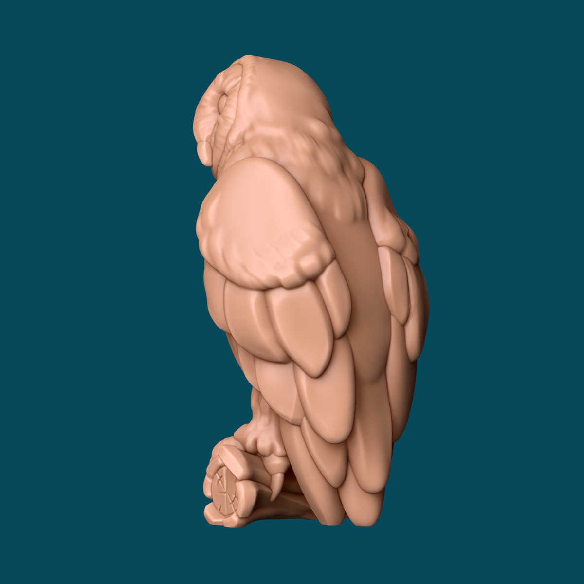 D&D tabletop miniature of an owl by Tattles Told 3D, featuring detailed sculpting for fantasy role-playing games.