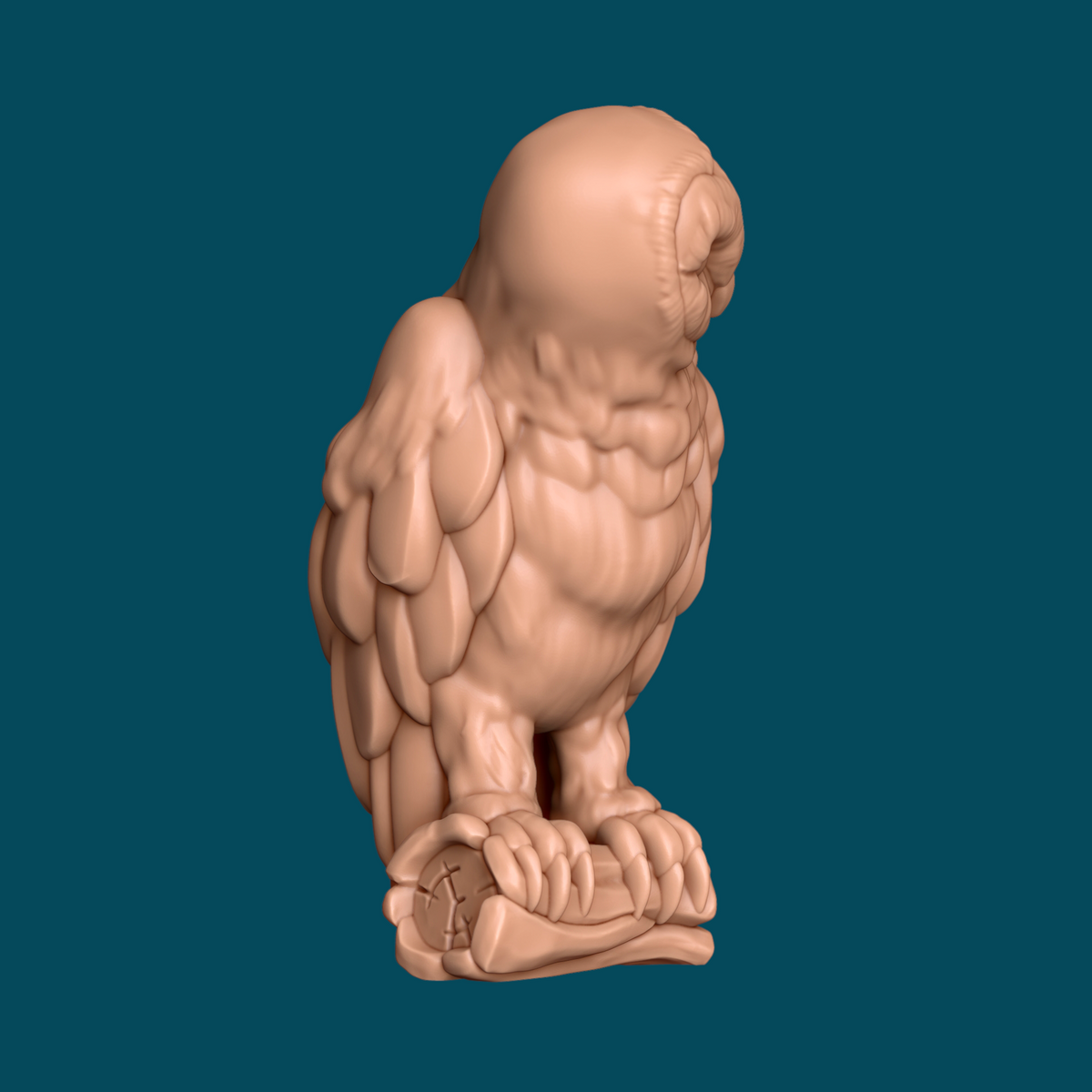 Detailed D&D miniature of an owl from Tattles Told 3D, featuring intricate feathers and realistic pose for tabletop gaming.
