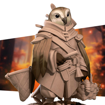 Bullet Town Forest Village, Owlfolk Gatherer | D&D Pathfinder TTRPG Miniature | Bite the Bullet