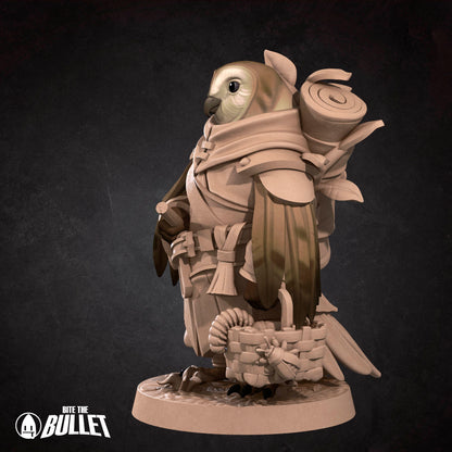 Bullet Town Forest Village, Owlfolk Gatherer | D&D Pathfinder TTRPG Miniature | Bite the Bullet