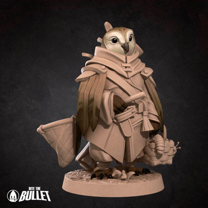 Bullet Town Forest Village, Owlfolk Gatherer | D&D Pathfinder TTRPG Miniature | Bite the Bullet
