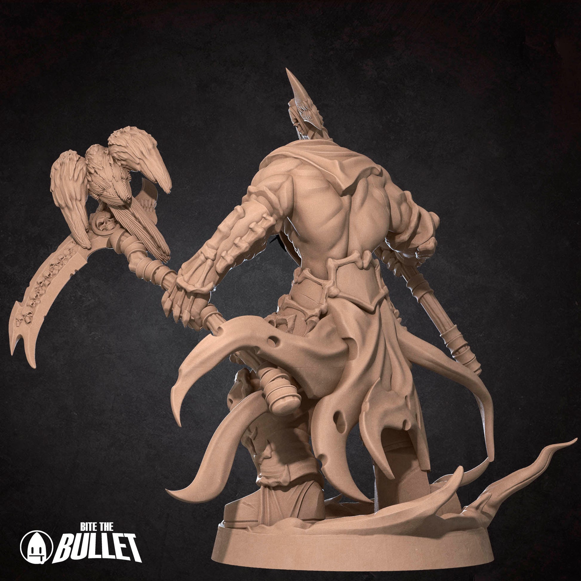 Pale Demon Rider D&D TTRPG miniature by Tattles Told 3D, featuring a ghostly demon figure with detailed armor and weaponry.