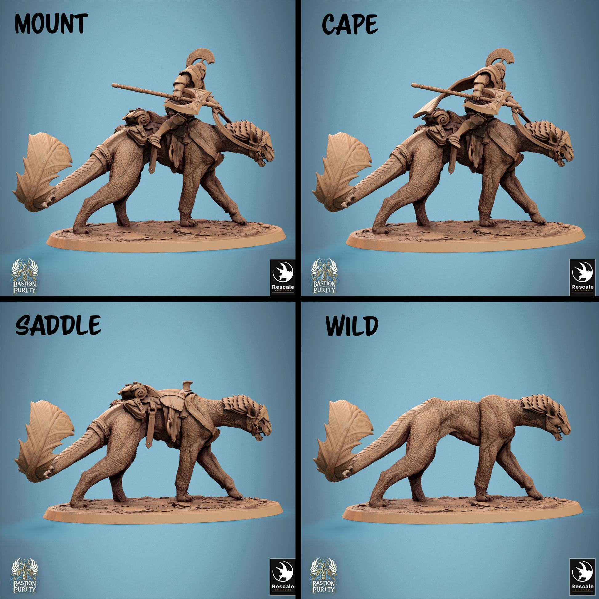Rescaled D&D miniature of Panthera Pack Bastion of Purity Warband, depicting a fierce feline figure from Tattles Told 3D.