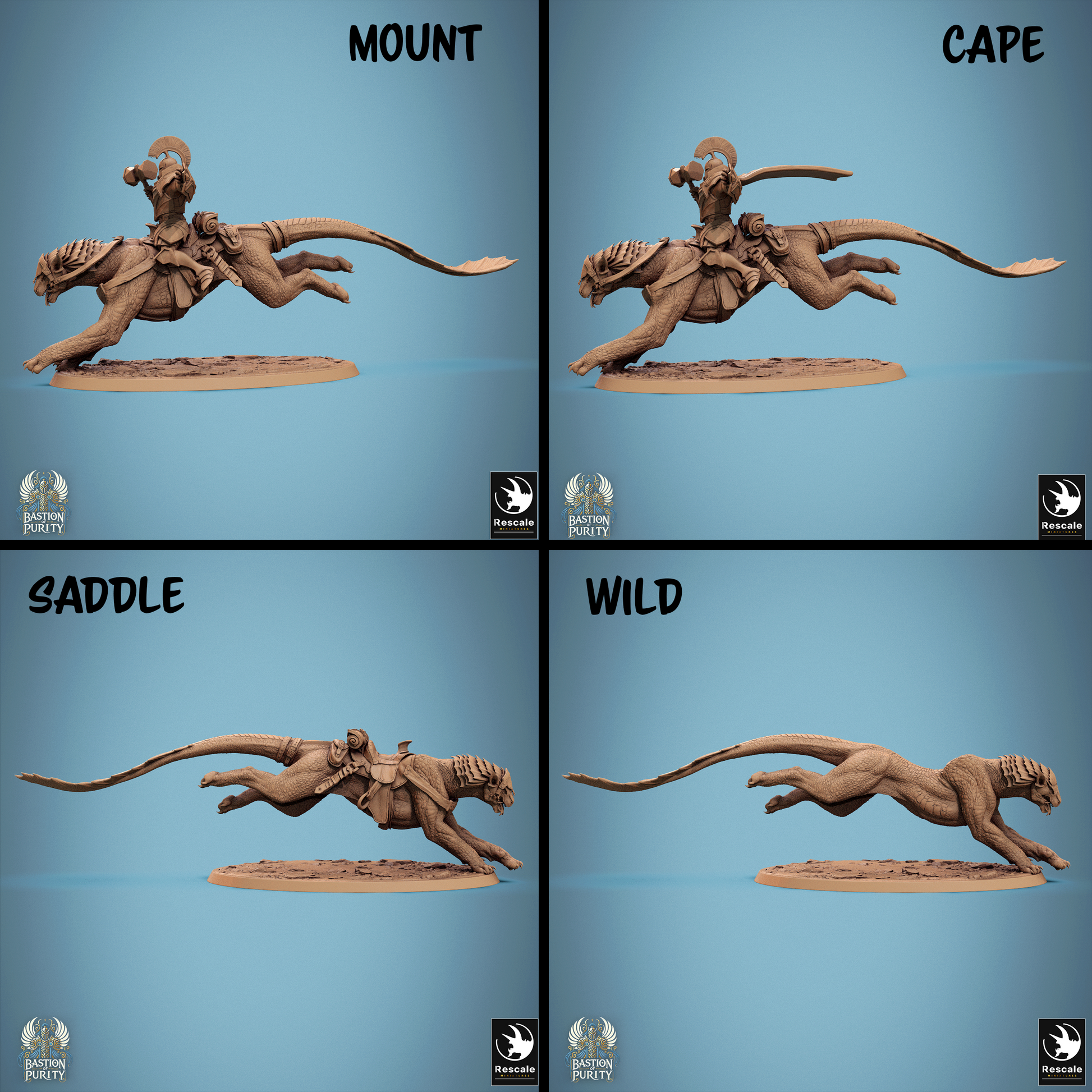 Rescaled Panthera Pack Bastion of Purity Warband miniature from Tattles Told 3D, featuring detailed feline warrior figures for D&D tabletop gaming.