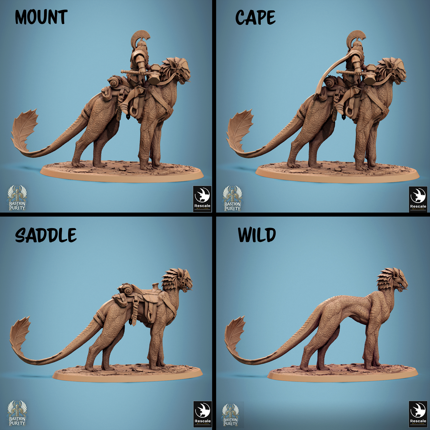 Rescaled Panthera Pack Bastion of Purity Warband miniature from Tattles Told 3D, standing upright with detailed armor and weaponry.