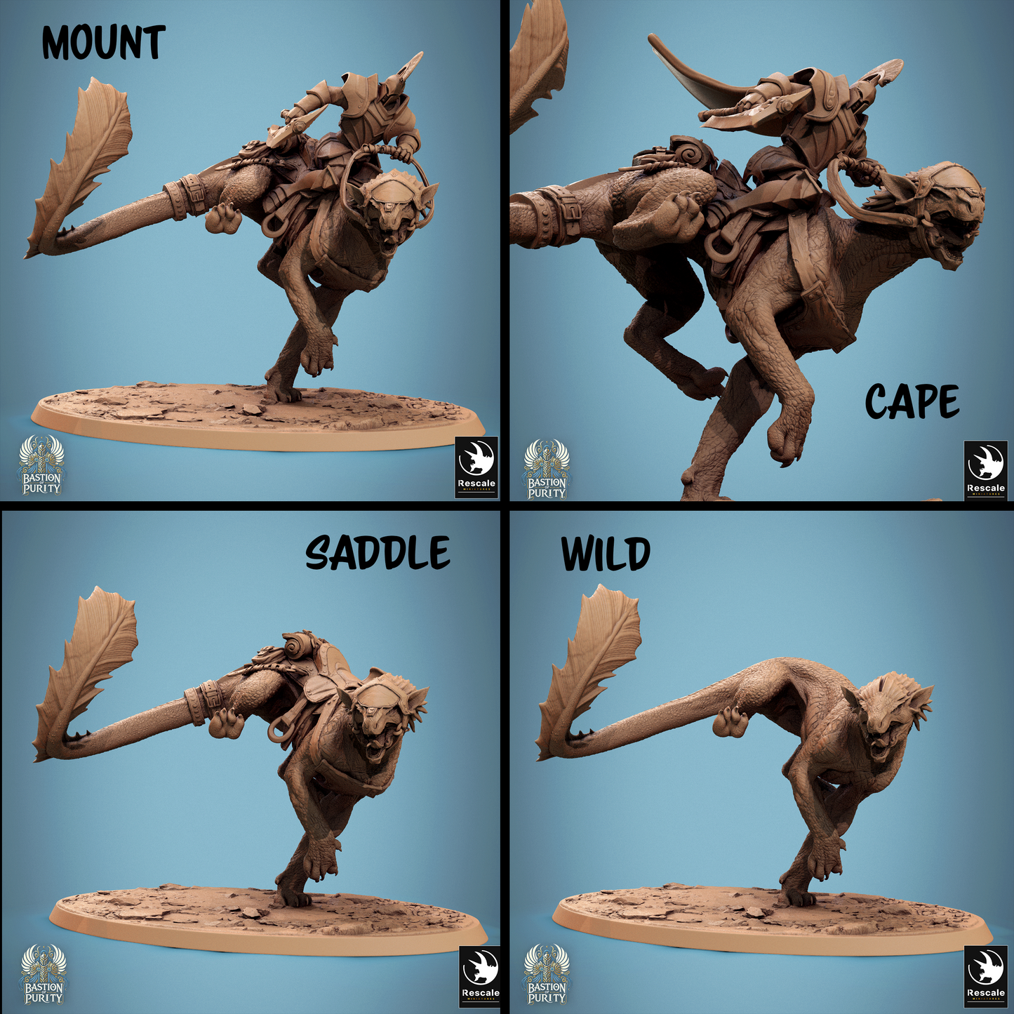Rescaled Panthera Pack Bastion of Purity Warband miniature from Tattles Told 3D for D&D TTRPG gameplay, detailed feline warrior figure