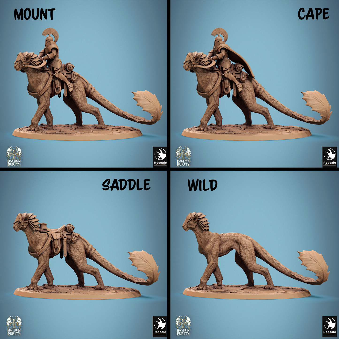 Rescaled Panthera Pack Bastion of Purity Warband miniature from Tattles Told 3D, showing a detailed feline warrior figure for D&D tabletop gaming.