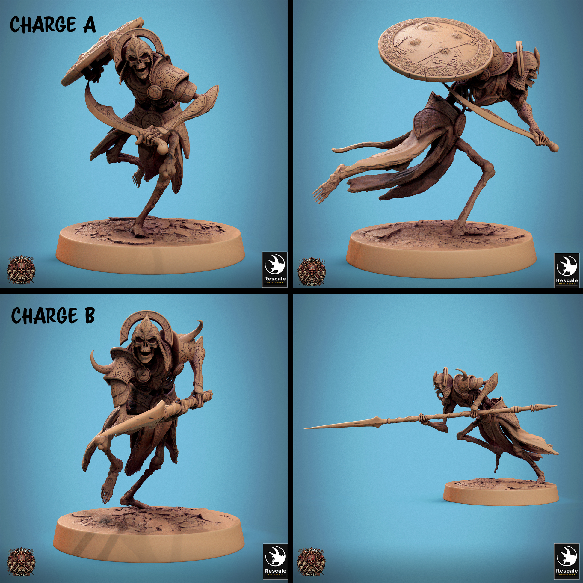 Rescaled miniature of Persian Skeletons undead warband from Tattles Told 3D, featuring detailed skeletal figures for D&D tabletop gaming.