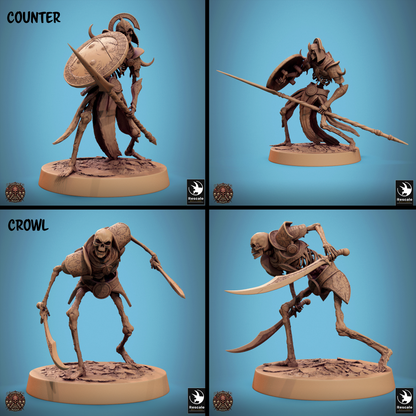 Rescaled miniature of Persian Skeletons Conclave of Bones undead skeleton warband from Tattles Told 3D for D&D TTRPG gameplay.