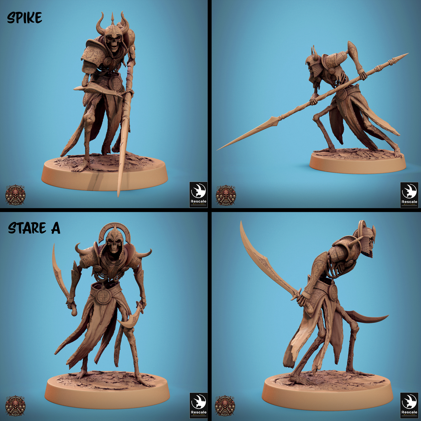 Rescaled D&D miniature of Persian Skeletons from Conclave of Bones undead skeleton warband by Tattles Told 3D, detailed undead skeleton figure.