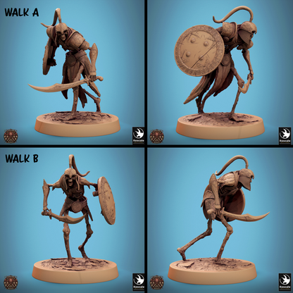Rescaled D&D miniature of Persian Skeletons, Conclave of Bones undead skeleton warband by Tattles Told 3D, detailed undead skeleton figures.