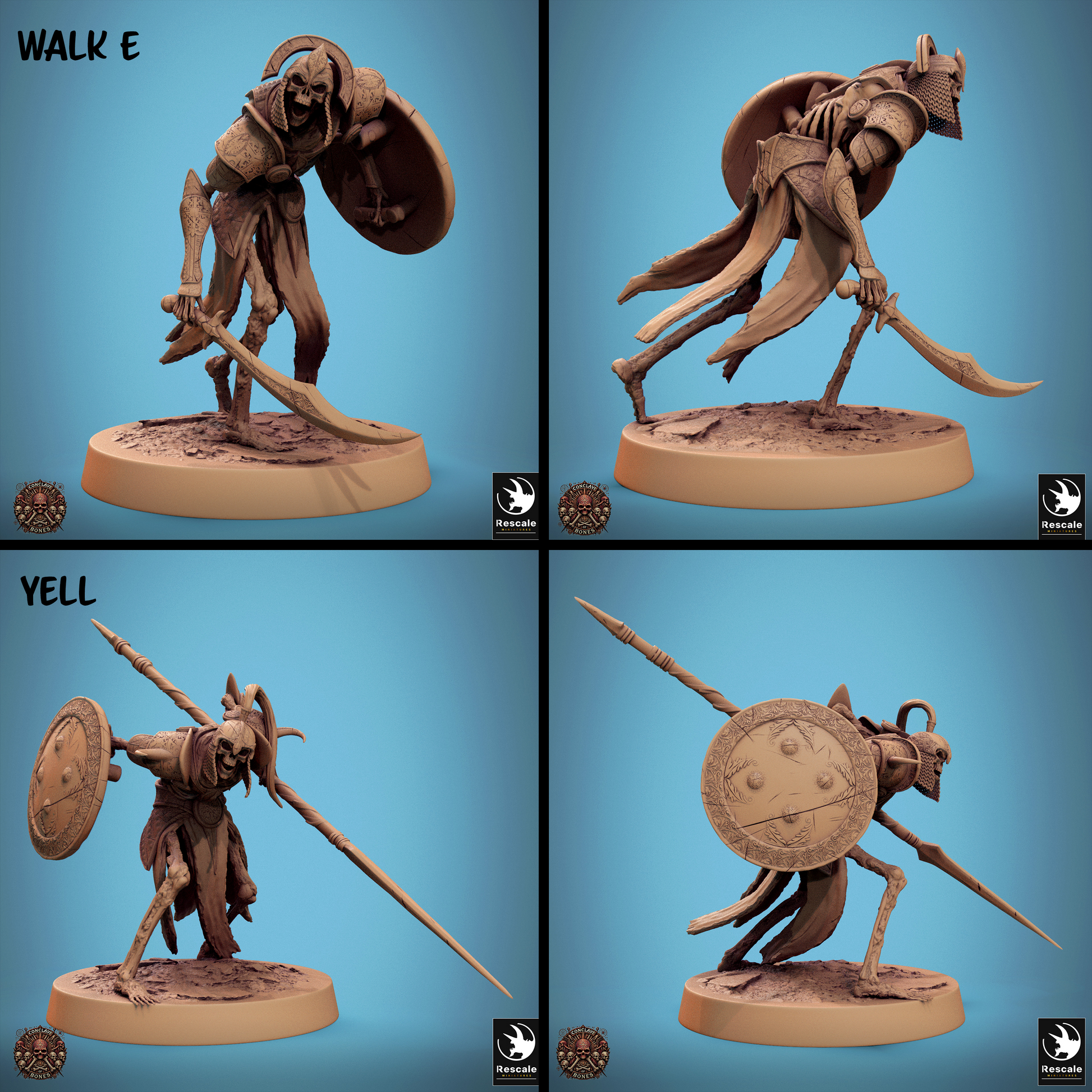 Rescaled D&D miniature of Persian Skeletons Conclave of Bones undead skeleton warband by Tattles Told 3D, detailed fantasy miniatures.