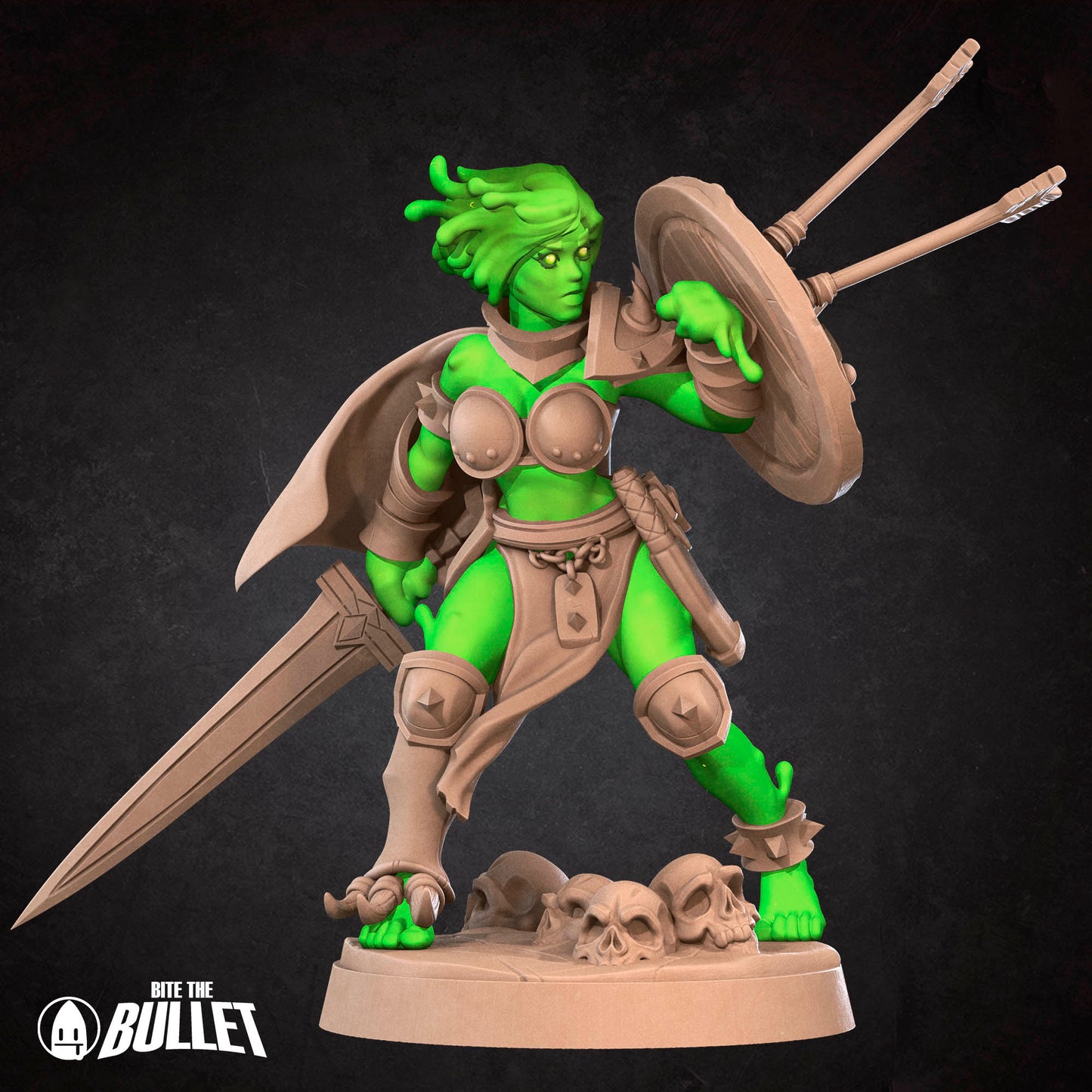 Bullet Heroes, Plasmoid Barbarian | D&D Pathfinder TTRPG Miniature | Bite the Bullet