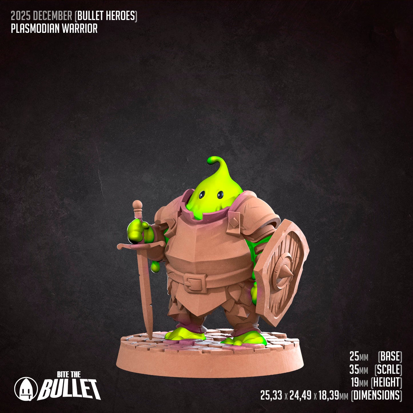 Bullet Heroes, Plasmoid Warrior | D&D Pathfinder TTRPG Miniature | Bite the Bullet
