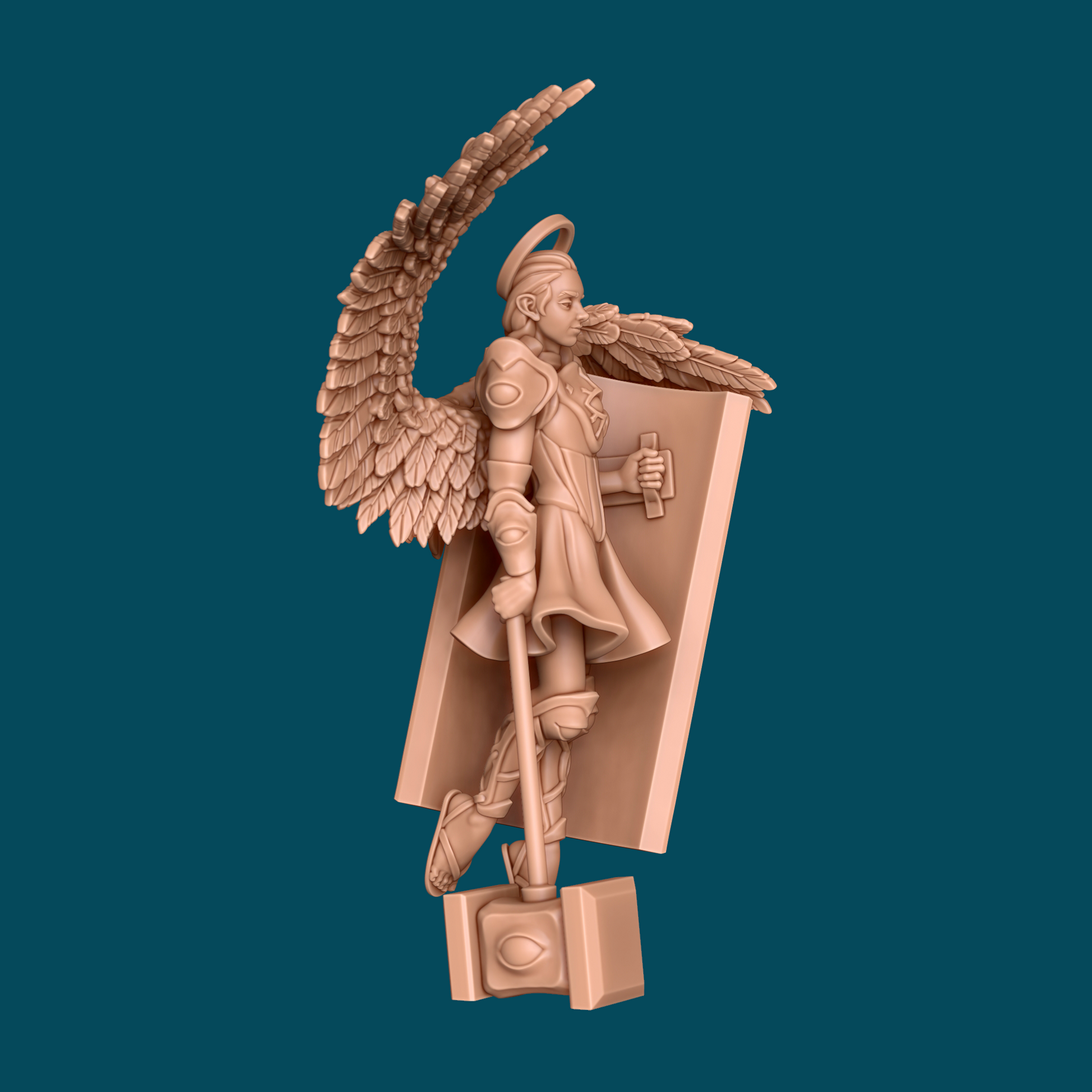 Pollux, a Guardian Angel miniature from Tattles Told 3D, featuring a detailed angel figure with wings and robes for D&D or tabletop gaming.