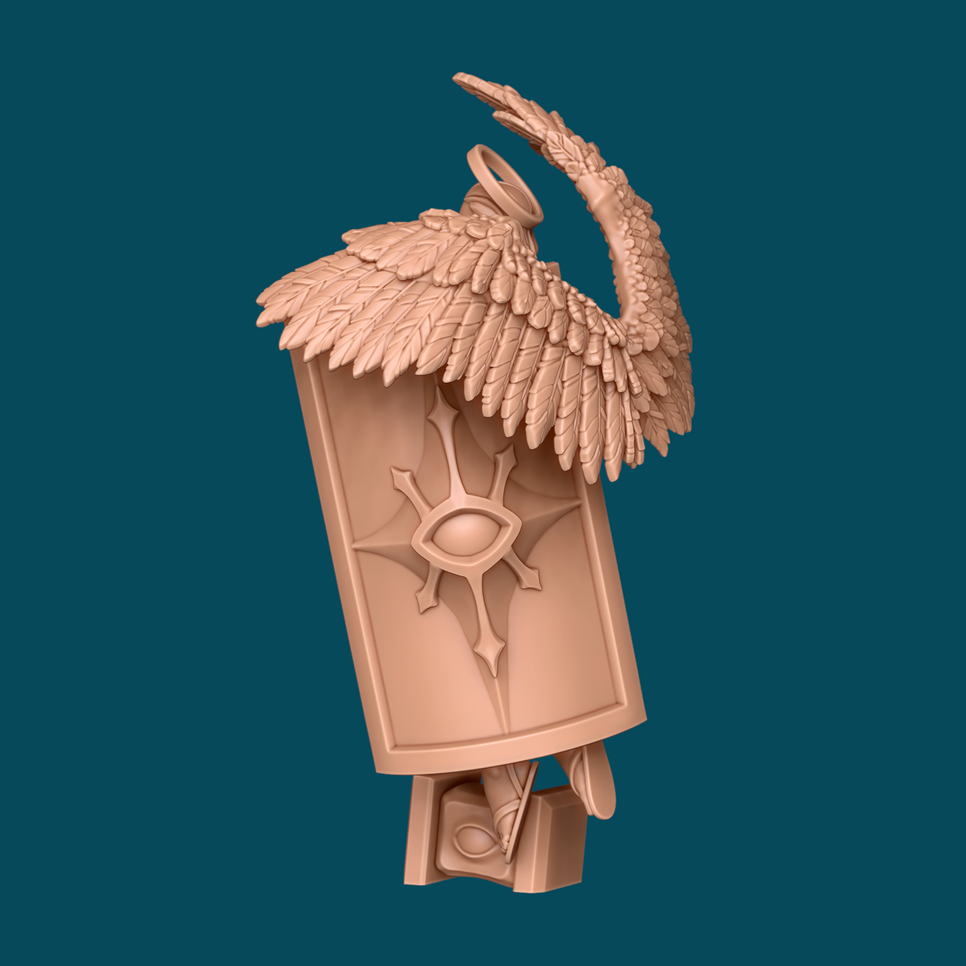 Pollux guardian angel miniature from Tattles Told 3D, featuring detailed angelic figure with wings for D&D or tabletop RPGs.