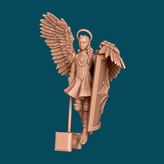 Pollux guardian angel miniature from Tattles Told 3D, featuring a detailed angel figure with wings, ideal for D&D or tabletop RPGs.