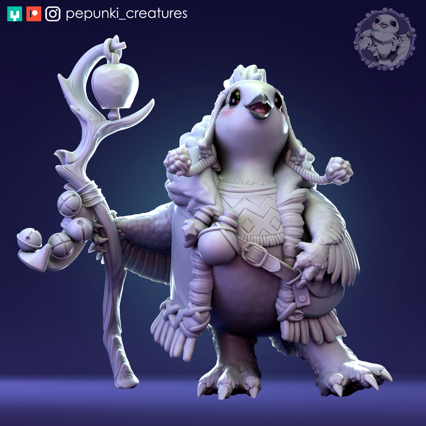 Willow Ptarmigan | Tabletop or Display Scale | D&D Humblewood TTRPG Miniature | Pepunki Creatures