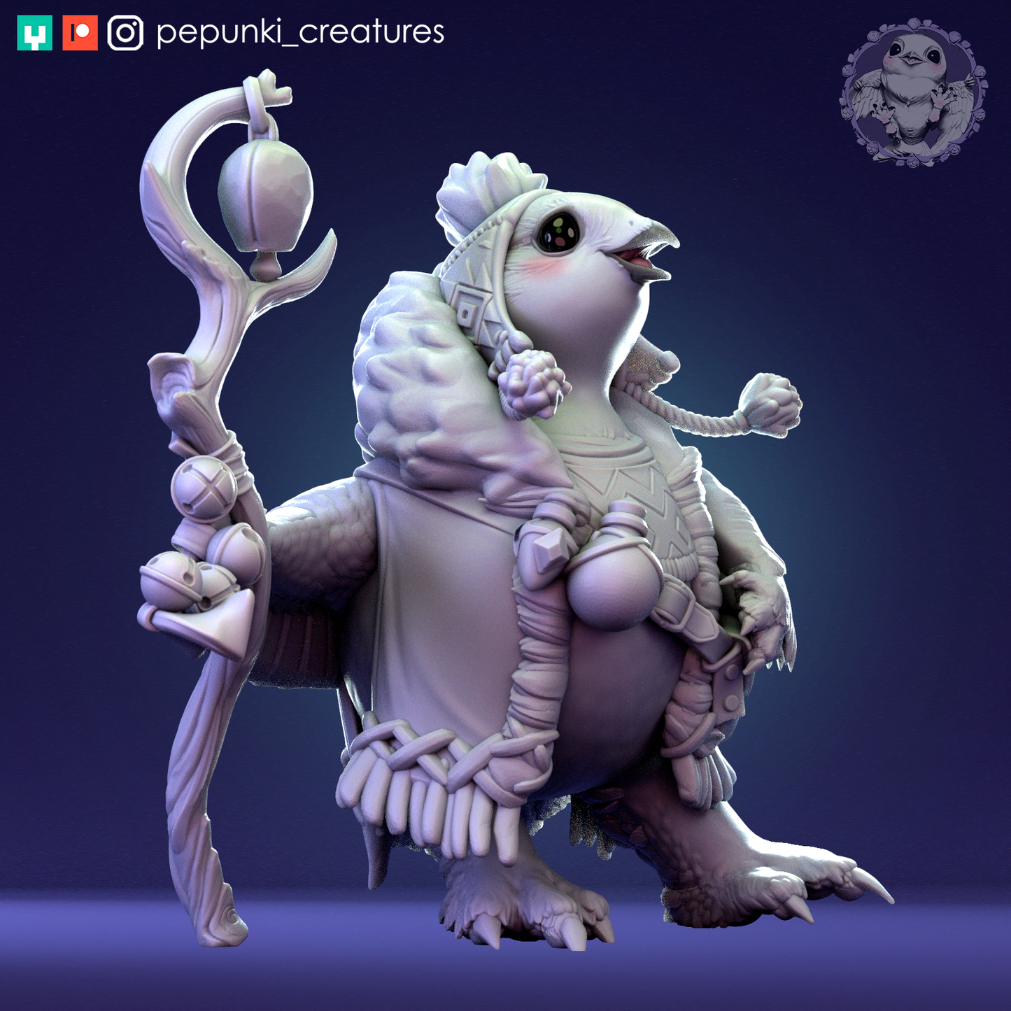Willow Ptarmigan | Tabletop or Display Scale | D&D Humblewood TTRPG Miniature | Pepunki Creatures