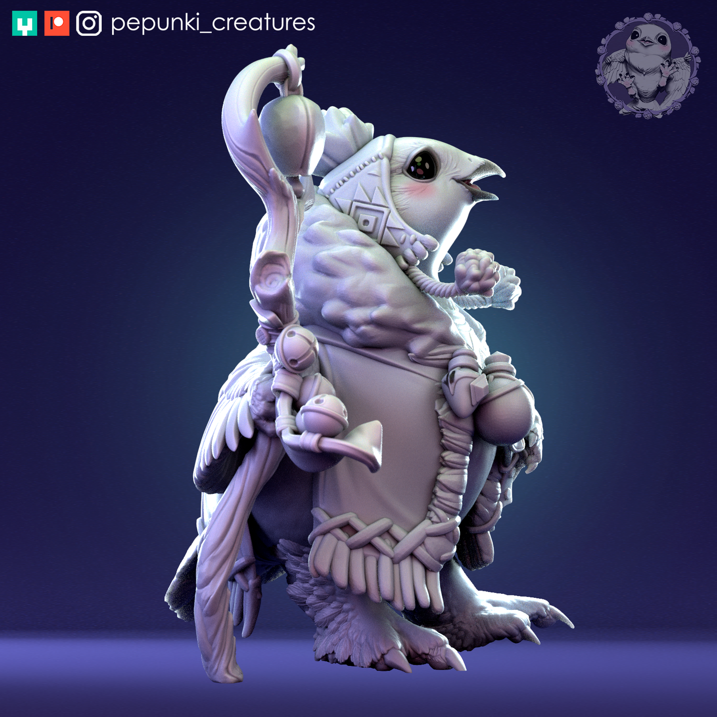 Willow Ptarmigan | Tabletop or Display Scale | D&D Humblewood TTRPG Miniature | Pepunki Creatures