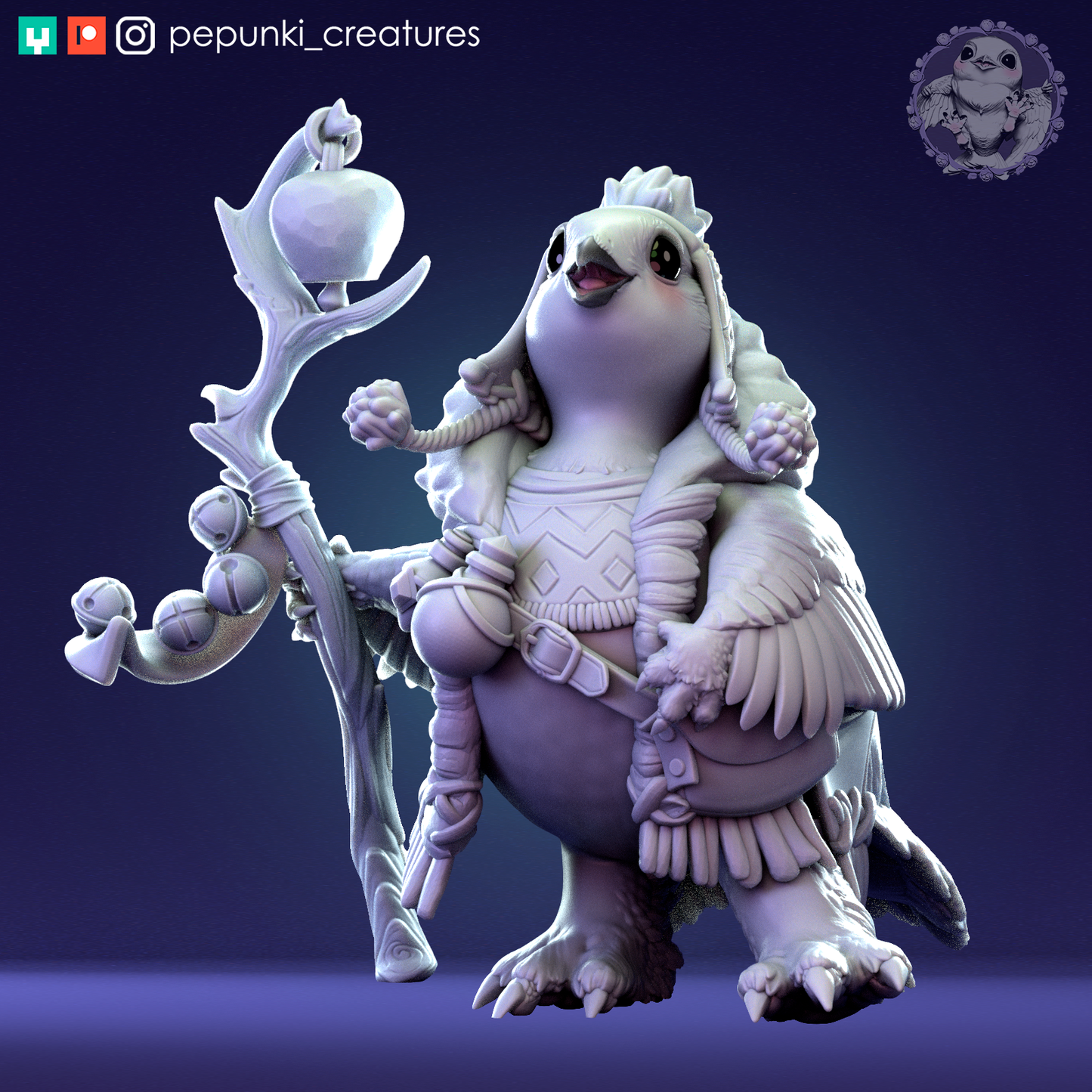 Willow Ptarmigan | Tabletop or Display Scale | D&D Humblewood TTRPG Miniature | Pepunki Creatures