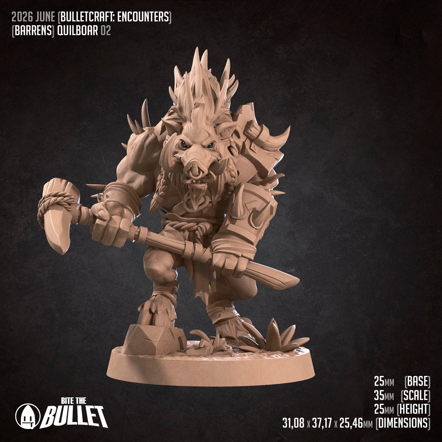 Barrens Quilboars | D&D TTRPG Miniature | Bite the Bullet