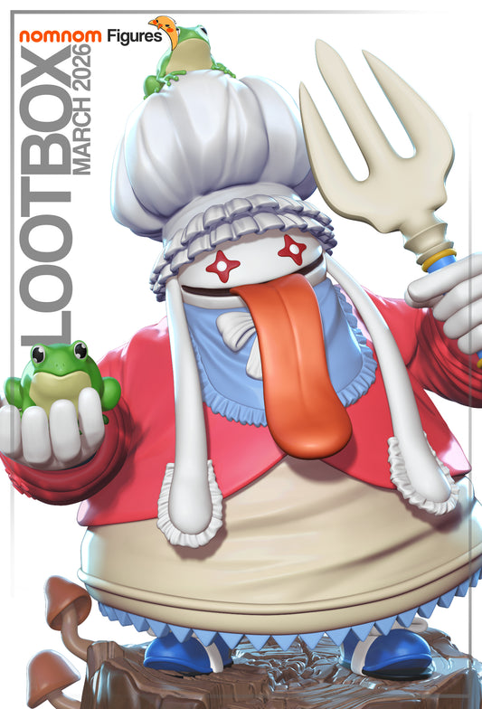 Hungry Blue Chef resin garage kit figure from Tattles Told 3D featuring Quina in detailed anime fan art style.